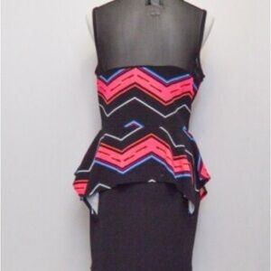 Chic Black and Pink Chevron Dress